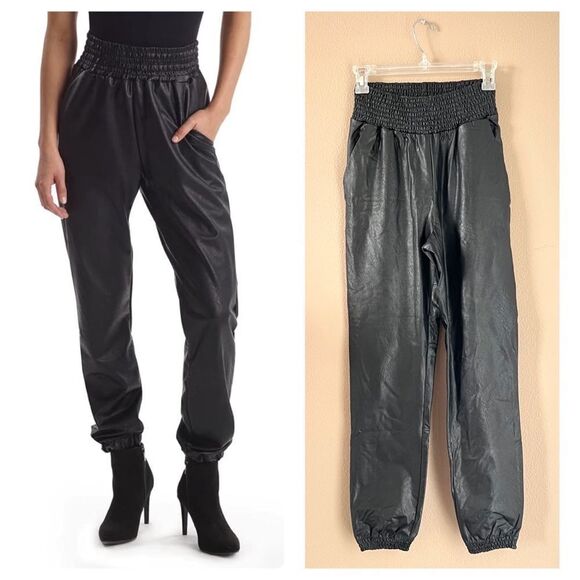 NWT Commando Faux Leather Smocked Jogger Pants - Picture 1 of 12